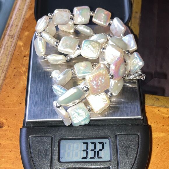 Natural Baroque Pearl Sterling Silver Necklace - Picture 6 of 8